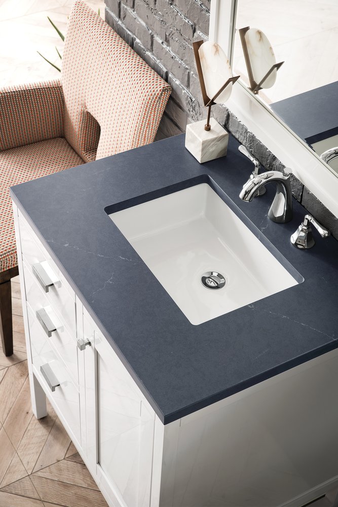 James Martin - Addison 30" Single Vanity, Glossy White w/ 3 CM Charcoal Soapstone Silestone Top - E444-V30-GW-3CSP view 3