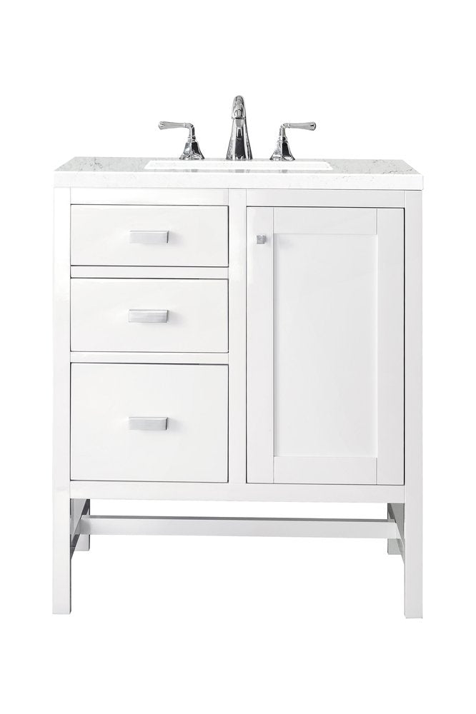 James Martin - Addison 30" Single Vanity, Glossy White w/ 3 CM Eternal Jasmine Pearl Silestone Top - E444-V30-GW-3EJP view 1