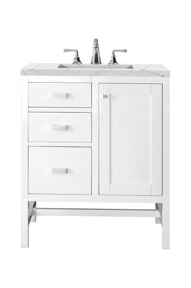 James Martin - Addison 30" Single Vanity, Glossy White w/ 3 CM Ethereal Noctis Top - E444-V30-GW-3ENC view 1