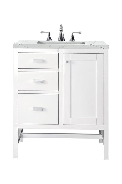James Martin - Addison 30" Single Vanity, Glossy White w/ 3 CM Ethereal Noctis Top - E444-V30-GW-3ENC view 1