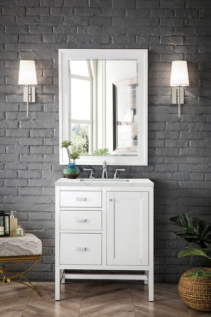 James Martin - Addison 30" Single Vanity, Glossy White w/ 3 CM Ethereal Noctis Top - E444-V30-GW-3ENC view 2