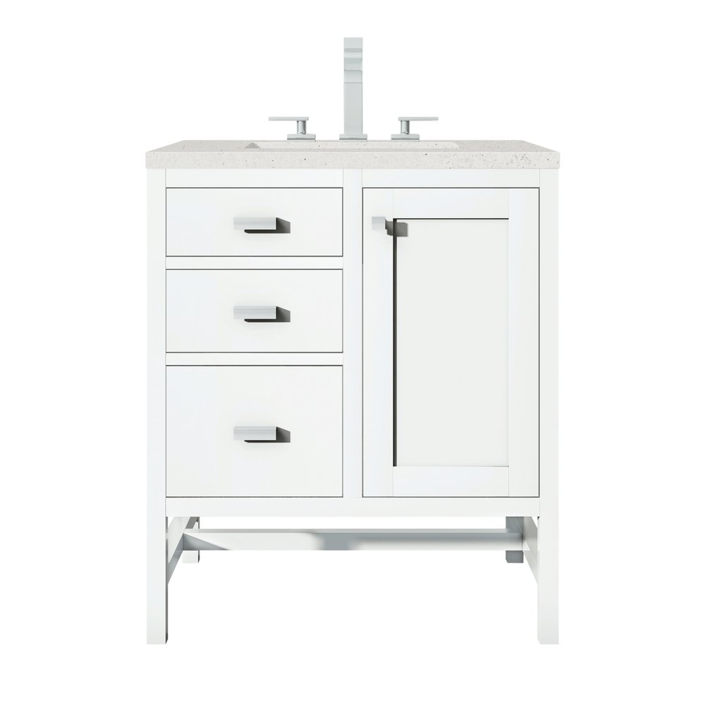 James Martin - Addison 30" Single Vanity, Glossy White w/ 3 CM Lime Delight Silestone Top - E444-V30-GW-3LDL view 1