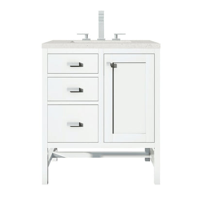James Martin - Addison 30" Single Vanity, Glossy White w/ 3 CM Lime Delight Silestone Top - E444-V30-GW-3LDL view 1