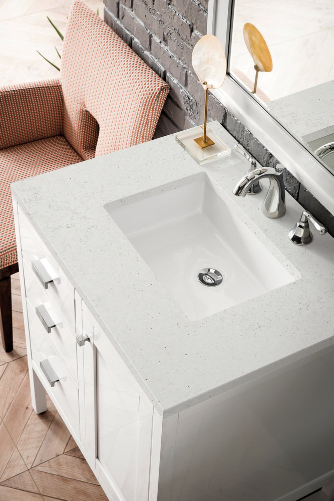 James Martin - Addison 30" Single Vanity, Glossy White w/ 3 CM Lime Delight Silestone Top - E444-V30-GW-3LDL view 5