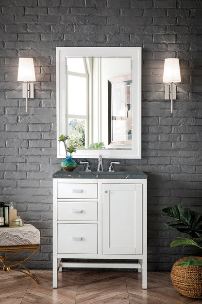 James Martin - Addison 30" Single Vanity, Glossy White w/ 3 CM Parisien Bleu Silestone Top - E444-V30-GW-3PBL view 2