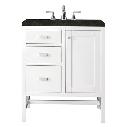James Martin - Addison 30" Single Vanity, Glossy White, w/ 3 CM Phantome Eclos Top - E444-V30-GW-3PHT view 1