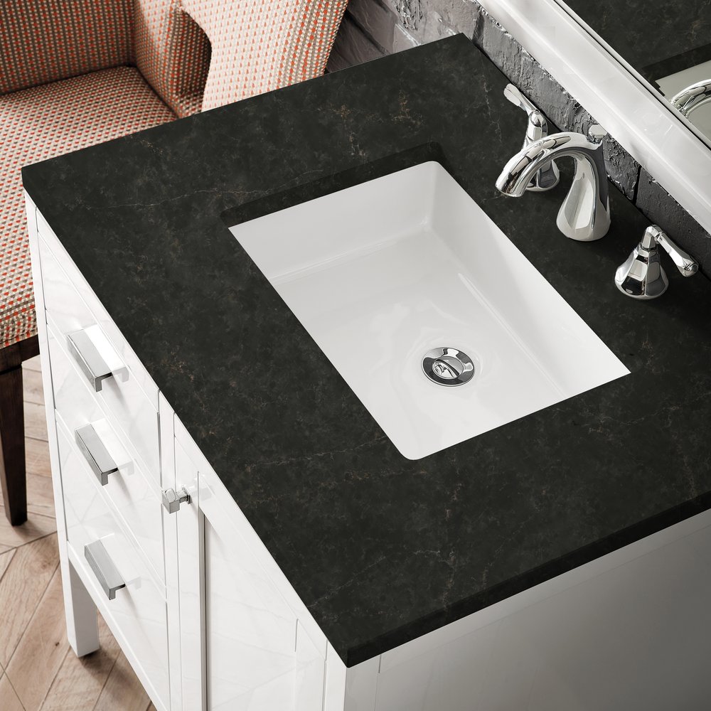 James Martin - Addison 30" Single Vanity, Glossy White, w/ 3 CM Phantome Eclos Top - E444-V30-GW-3PHT view 4
