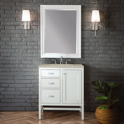 James Martin - Addison 30" Single Vanity, Glossy White, w/ 3 CM Tajnar Eclos Top - E444-V30-GW-3TJR view 2