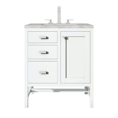 James Martin - Addison 30" Single Vanity, Glossy White w/ 3 CM Victorian Silver Silestone Top - E444-V30-GW-3VSL view 1
