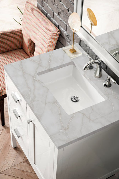 James Martin - Addison 30" Single Vanity, Glossy White w/ 3 CM Victorian Silver Silestone Top - E444-V30-GW-3VSL view 5