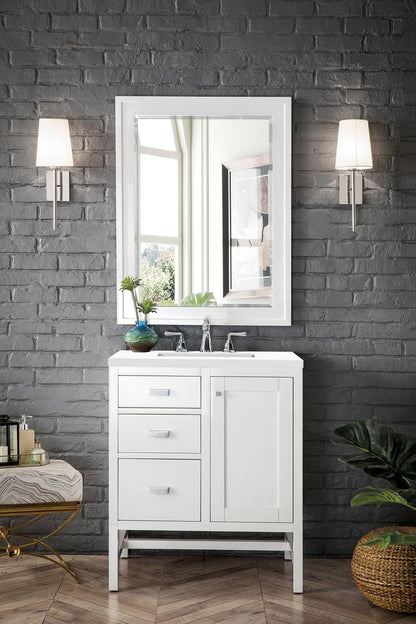 James Martin - Addison 30" Single Vanity, Glossy White w/ 3 CM White Zeus Silestone Top - E444-V30-GW-3WZ view 2