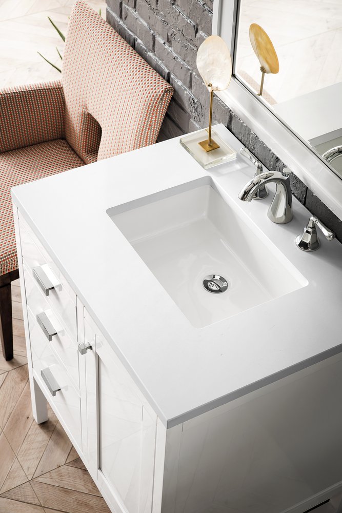 James Martin - Addison 30" Single Vanity, Glossy White w/ 3 CM White Zeus Silestone Top - E444-V30-GW-3WZ view 3