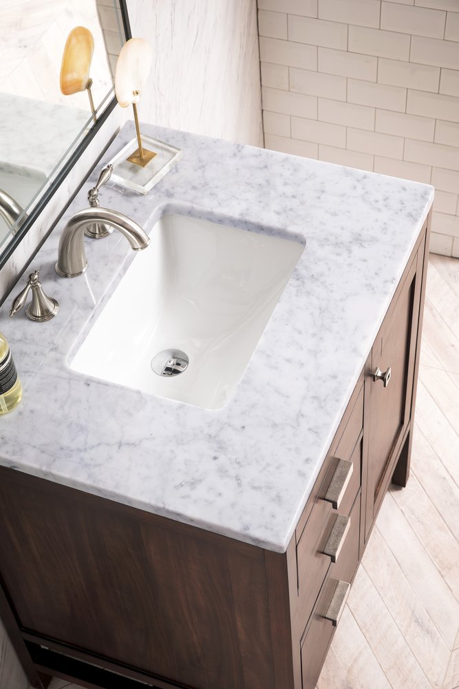 James Martin - Addison 30" Single Vanity, Mid-Century Acacia w/ 3 CM Carrara White Top - E444-V30-MCA-3CAR view 3