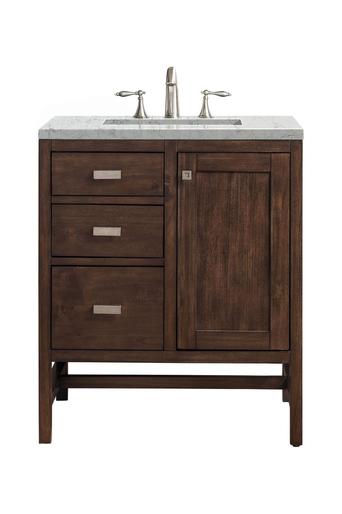 James Martin - Addison 30" Single Vanity, Mid-Century Acacia w/ 3 CM Eternal Jasmine Pearl Silestone Top - E444-V30-MCA-3EJP view 1