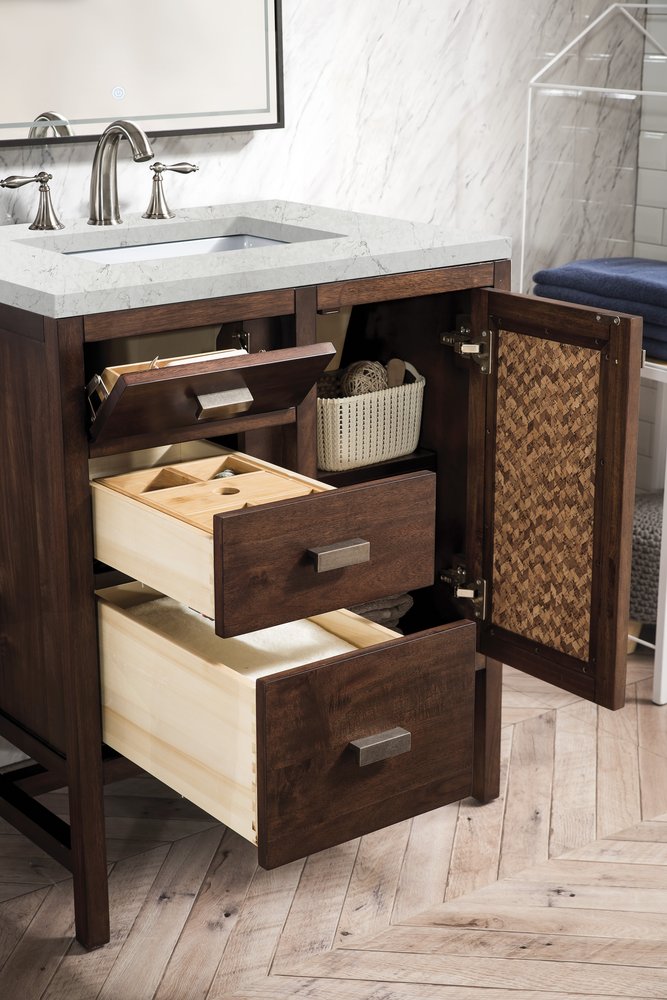 James Martin - Addison 30" Single Vanity, Mid-Century Acacia w/ 3 CM Eternal Jasmine Pearl Silestone Top - E444-V30-MCA-3EJP view 4