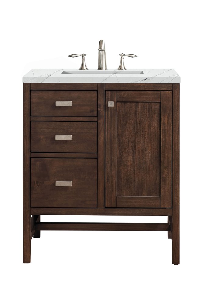 James Martin - Addison 30" Single Vanity, Mid-Century Acacia w/ 3 CM Ethereal Noctis Silestone Top - E444-V30-MCA-3ENC view 1