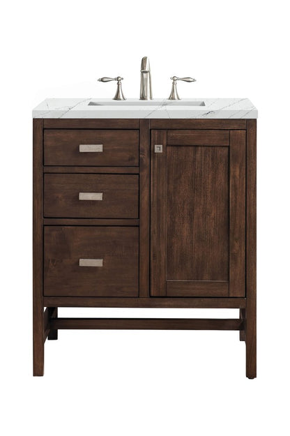 James Martin - Addison 30" Single Vanity, Mid-Century Acacia w/ 3 CM Ethereal Noctis Silestone Top - E444-V30-MCA-3ENC view 1
