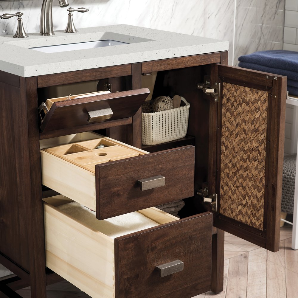 James Martin - Addison 30" Single Vanity, Mid-Century Acacia w/ 3 CM Lime Delight Silestone Top - E444-V30-MCA-3LDL view 4