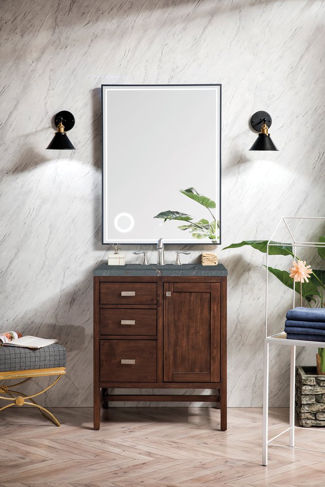 James Martin - Addison 30" Single Vanity, Mid-Century Acacia w/ 3 CM Parisien Bleu Silestone Top - E444-V30-MCA-3PBL view 2