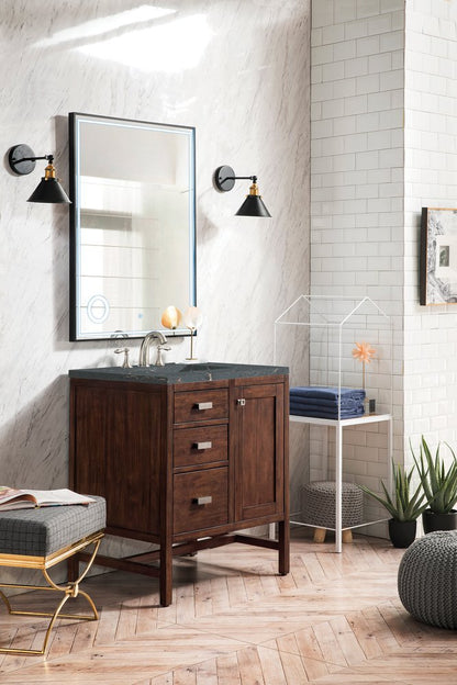 James Martin - Addison 30" Single Vanity, Mid-Century Acacia w/ 3 CM Parisien Bleu Silestone Top - E444-V30-MCA-3PBL view 3