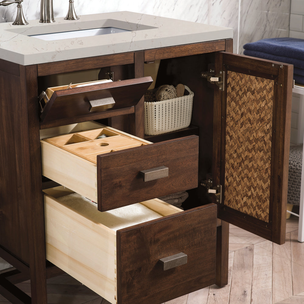 James Martin - Addison 30" Single Vanity, Mid-Century Acacia, w/ 3 CM Siberian Silestone Top - E444-V30-MCA-3SFR view 3