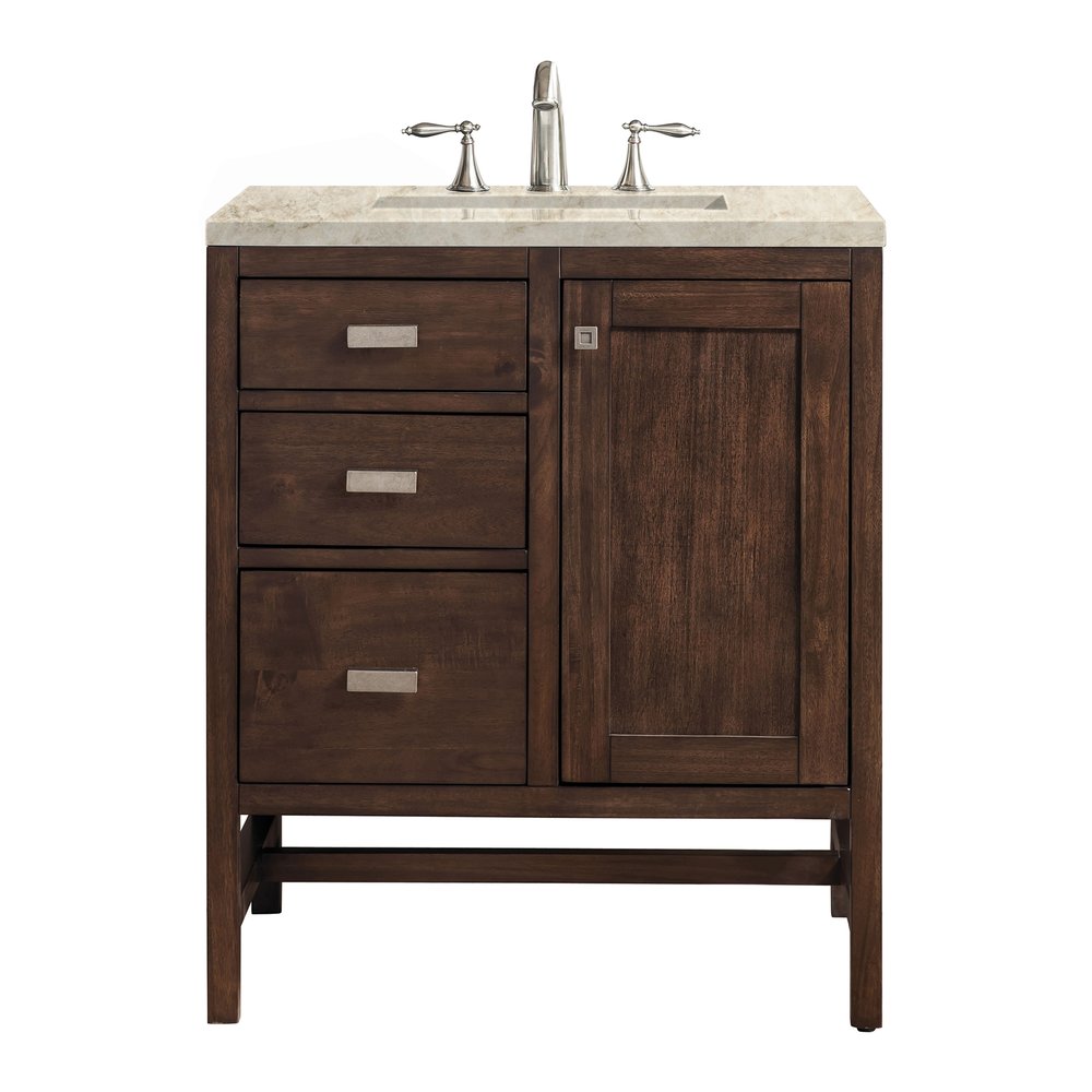 James Martin - Addison 30" Single Vanity, Mid-Century Acacia, w/ 3 CM Tajnar Eclos Top - E444-V30-MCA-3TJR view 1