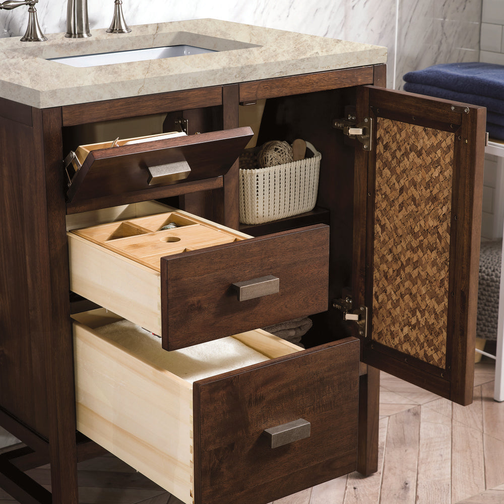 James Martin - Addison 30" Single Vanity, Mid-Century Acacia, w/ 3 CM Tajnar Eclos Top - E444-V30-MCA-3TJR view 3