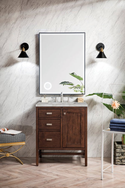 James Martin - Addison 30" Single Vanity, Mid-Century Acacia w/ 3 CM Victorian Silver Silestone Top - E444-V30-MCA-3VSL view 2