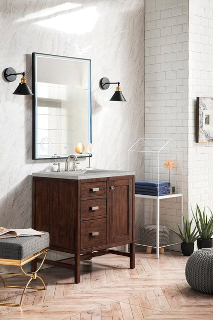 James Martin - Addison 30" Single Vanity, Mid-Century Acacia w/ 3 CM Victorian Silver Silestone Top - E444-V30-MCA-3VSL view 3