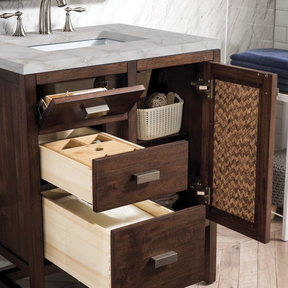James Martin - Addison 30" Single Vanity, Mid-Century Acacia w/ 3 CM Victorian Silver Silestone Top - E444-V30-MCA-3VSL view 4