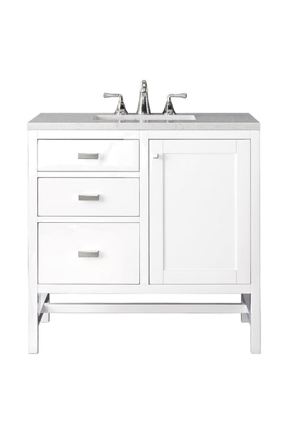 James Martin - Addison 36" Single Vanity, Glossy White w/ 3 CM Eternal Jasmine Pearl Silestone Top - E444-V36-GW-3EJP view 1