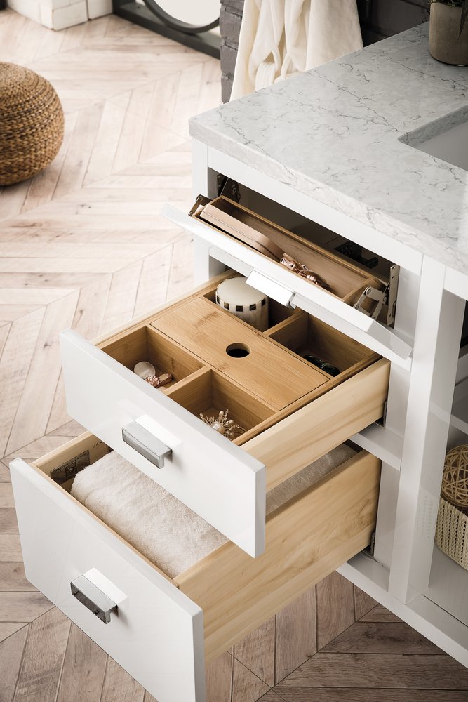 James Martin - Addison 36" Single Vanity, Glossy White w/ 3 CM Eternal Jasmine Pearl Silestone Top - E444-V36-GW-3EJP view 5