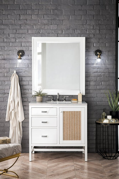 James Martin - Addison 36" Single Vanity, Glossy White w/ 3 CM Eternal Jasmine Pearl Silestone Top - E444-V36-GW-3EJP view 6