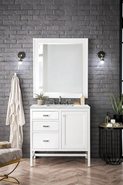 James Martin - Addison 36" Single Vanity, Glossy White w/ 3 CM Ethereal Noctis Top - E444-V36-GW-3ENC view 2