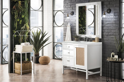 James Martin - Addison 36" Single Vanity, Glossy White w/ 3 CM Ethereal Noctis Top - E444-V36-GW-3ENC view 3