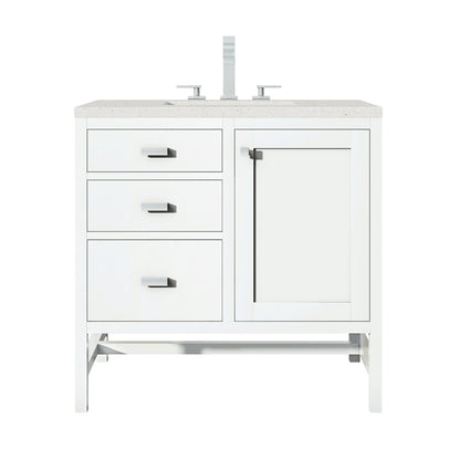 James Martin - Addison 36" Single Vanity, Glossy White w/ 3 CM Lime Delight Silestone Top - E444-V36-GW-3LDL view 1