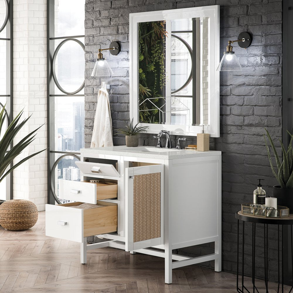 James Martin - Addison 36" Single Vanity, Glossy White w/ 3 CM Lime Delight Silestone Top - E444-V36-GW-3LDL view 4