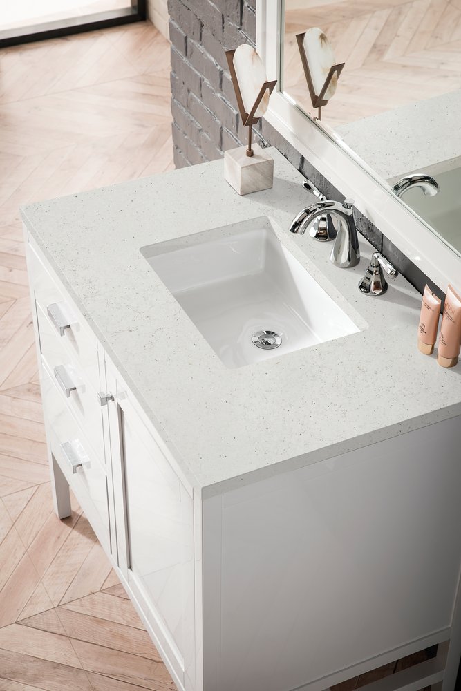 James Martin - Addison 36" Single Vanity, Glossy White w/ 3 CM Lime Delight Silestone Top - E444-V36-GW-3LDL view 5