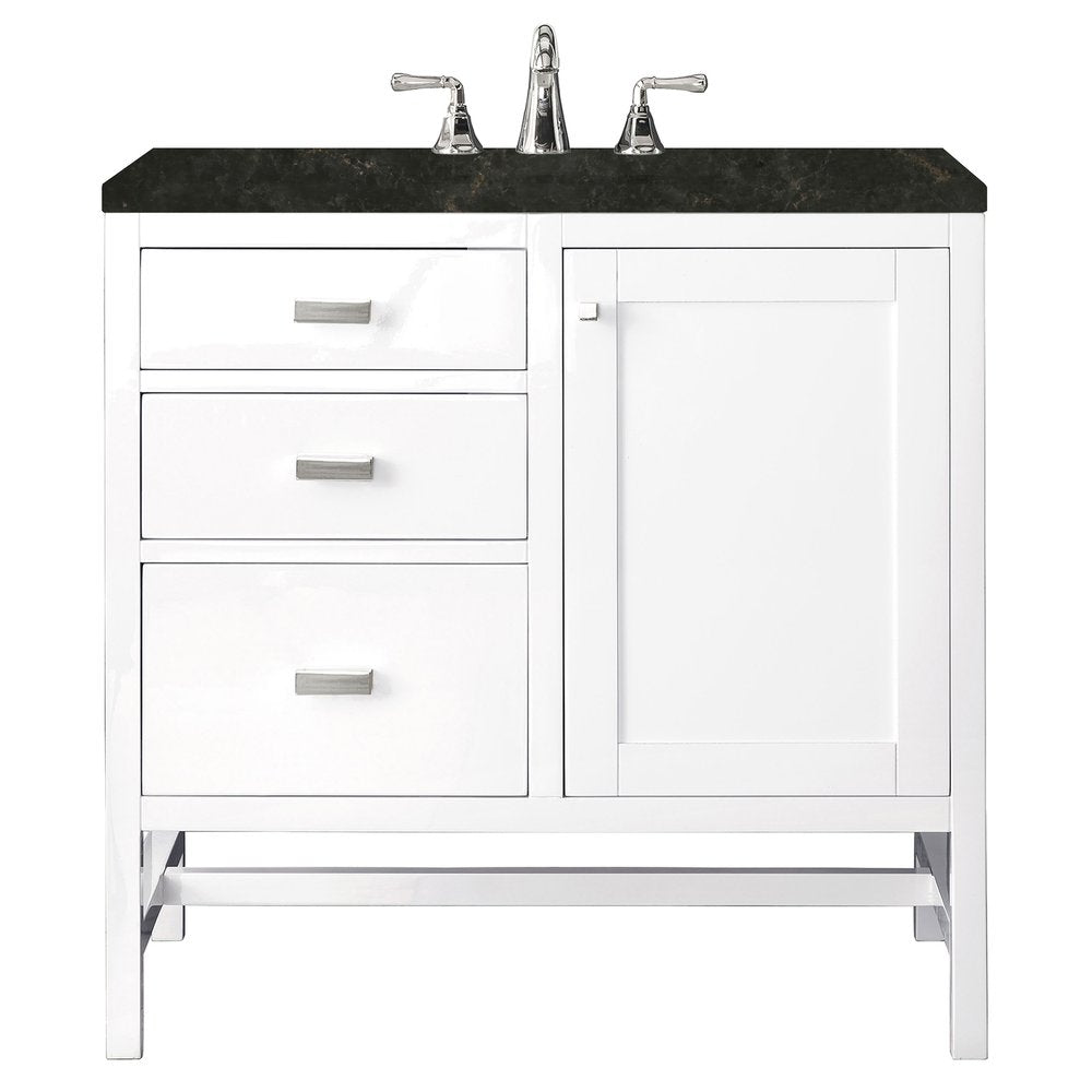 James Martin - Addison 36" Single Vanity, Glossy White, w/ 3 CM Phantome Eclos Top - E444-V36-GW-3PHT view 1