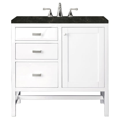 James Martin - Addison 36" Single Vanity, Glossy White, w/ 3 CM Phantome Eclos Top - E444-V36-GW-3PHT view 1