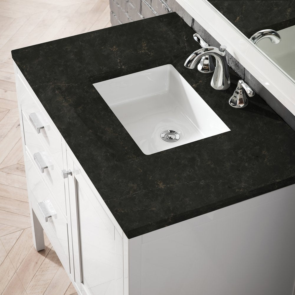 James Martin - Addison 36" Single Vanity, Glossy White, w/ 3 CM Phantome Eclos Top - E444-V36-GW-3PHT view 3