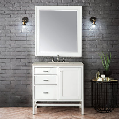 James Martin - Addison 36" Single Vanity, Glossy White, w/ 3 CM Siberian Silestone Top - E444-V36-GW-3SFR view 2