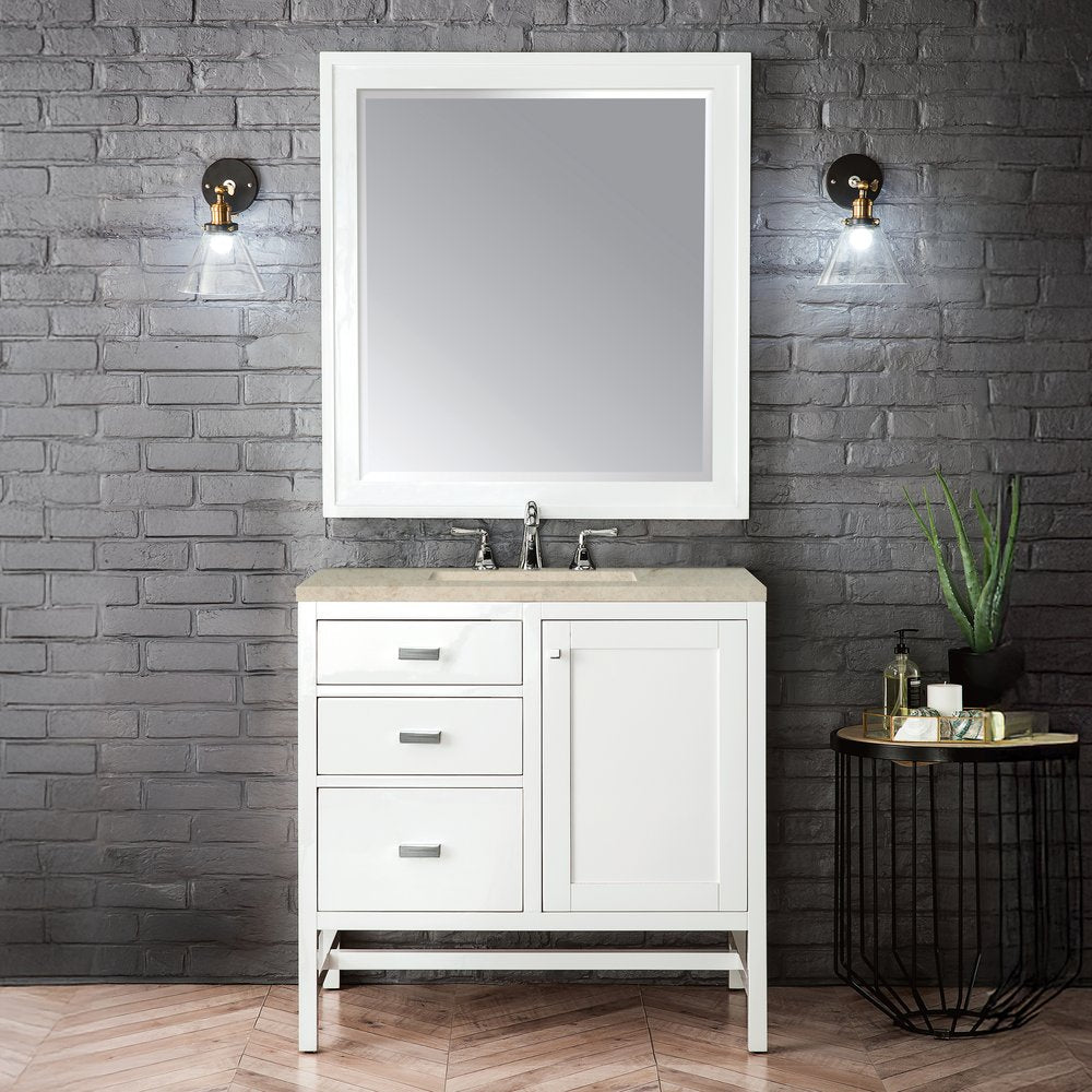 James Martin - Addison 36" Single Vanity, Glossy White, w/ 3 CM Tajnar Eclos Top - E444-V36-GW-3TJR view 2