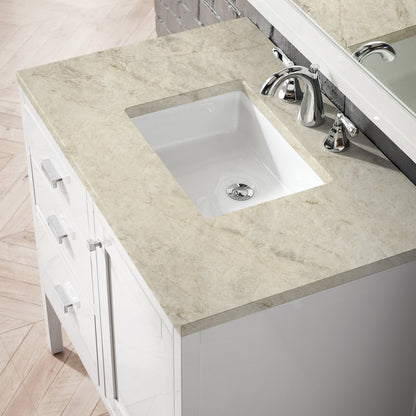 James Martin - Addison 36" Single Vanity, Glossy White, w/ 3 CM Tajnar Eclos Top - E444-V36-GW-3TJR view 3
