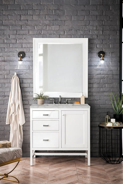 James Martin - Addison 36" Single Vanity, Glossy White w/ 3 CM Victorian Silver Silestone Top - E444-V36-GW-3VSL view 2