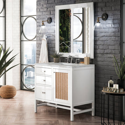 James Martin - Addison 36" Single Vanity, Glossy White w/ 3 CM Victorian Silver Silestone Top - E444-V36-GW-3VSL view 3