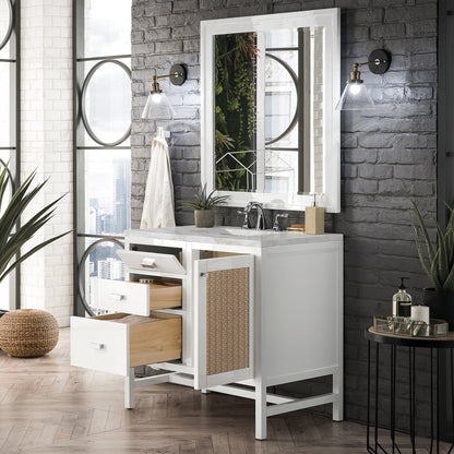 James Martin - Addison 36" Single Vanity, Glossy White w/ 3 CM Victorian Silver Silestone Top - E444-V36-GW-3VSL view 4