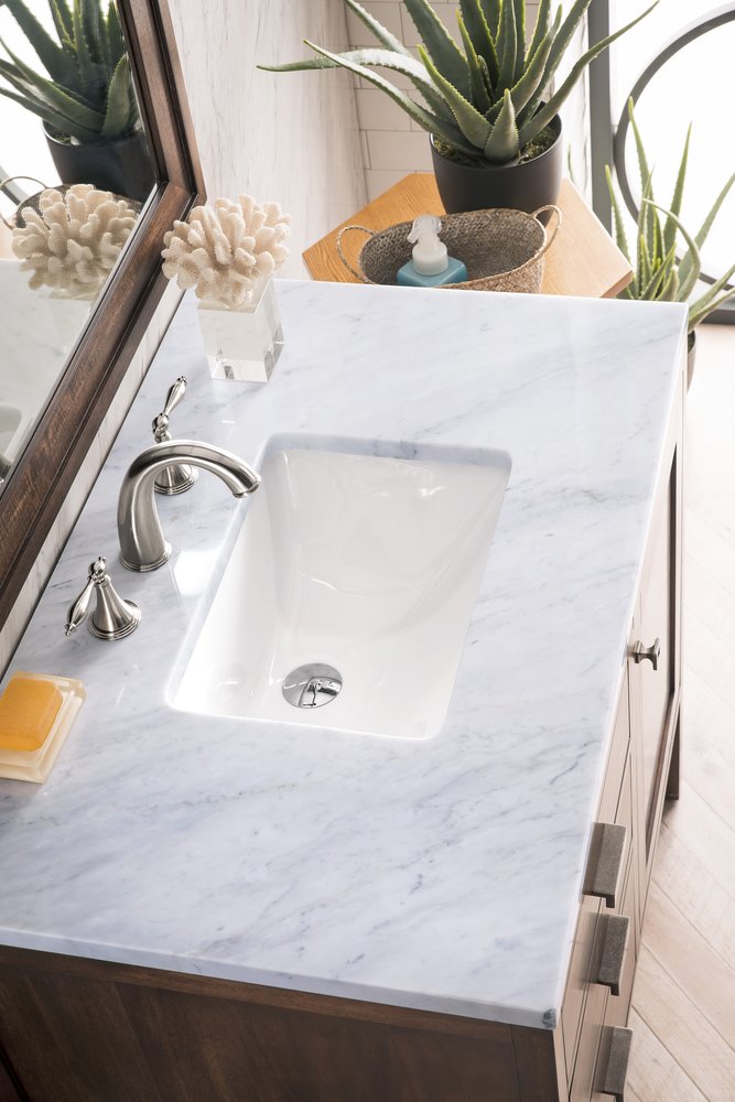James Martin - Addison 36" Single Vanity, Mid-Century Acacia w/ 3 CM Carrara White Top - E444-V36-MCA-3CAR view 3