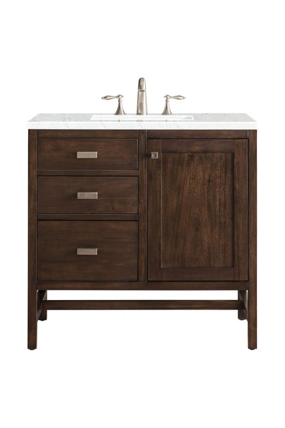 James Martin - Addison 36" Single Vanity, Mid-Century Acacia w/ 3 CM Eternal Jasmine Pearl Silestone Top - E444-V36-MCA-3EJP view 1