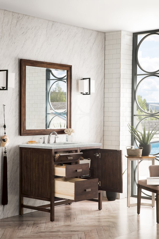 James Martin - Addison 36" Single Vanity, Mid-Century Acacia w/ 3 CM Eternal Jasmine Pearl Silestone Top - E444-V36-MCA-3EJP view 4